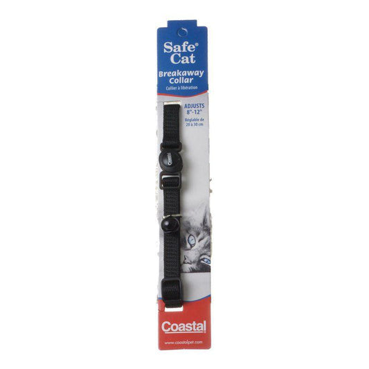 Coastal Pet Safe Cat Nylon Adjustable Breakaway Collar - Black-Cat-Coastal Pet-8"-12" Neck-