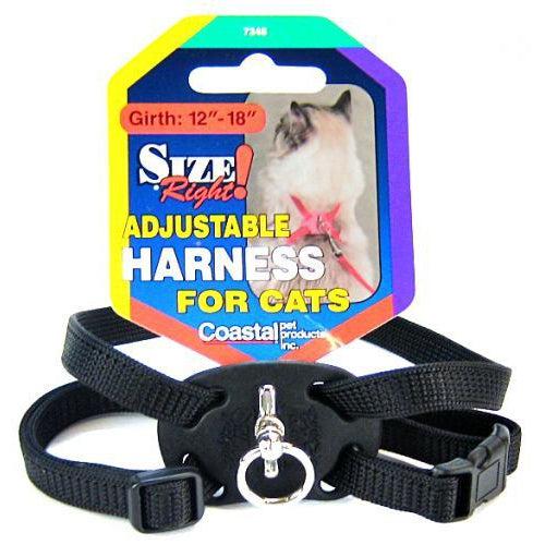 Coastal Pet Size Right Nylon Adjustable Cat Harness - Black-Cat-Coastal Pet-Girth Size 12"-18"-