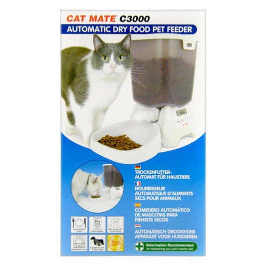 Cat Mate Automatic Dry Pet Food Feeder C3000-Cat-Cat Mate-Program to Feed 3x/Day-