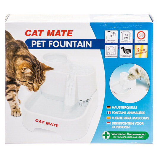 Cat Mate Pet Fountain - White-Cat-Cat Mate-10.5"L x 6.8"W x 8.8"H (70 Ounces)-