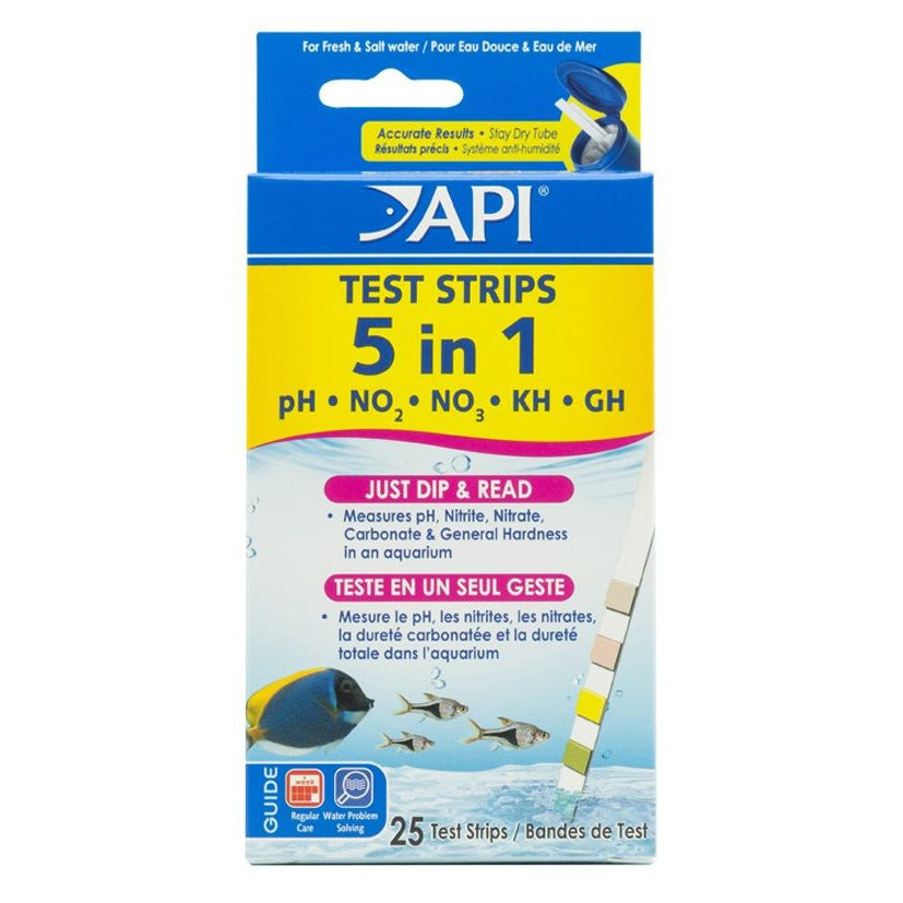 API 5 in 1 Aquarium Test Strips-Fish-API-25 strips-