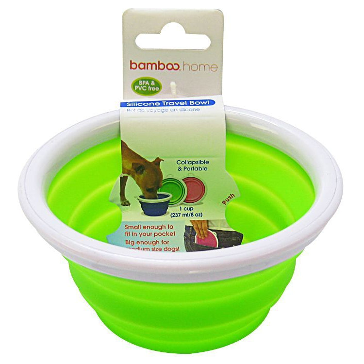 Bamboo Silicone Travel Bowl - Assorted-Dog-Bamboo-1-Cup Tray-