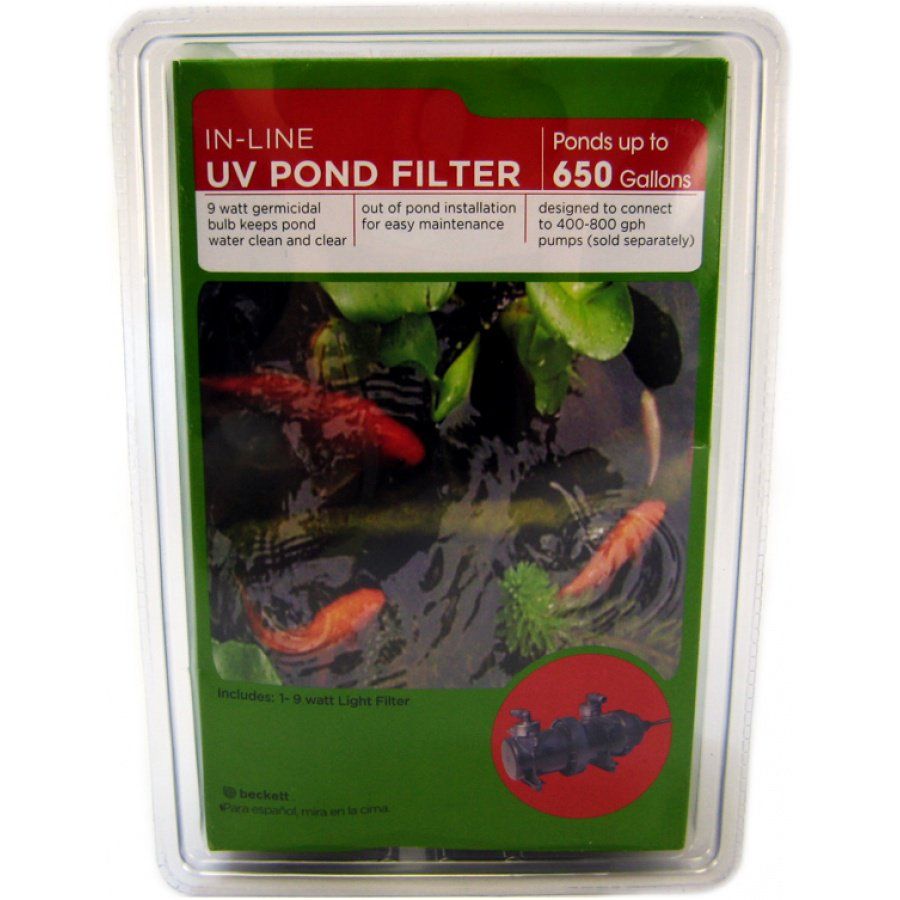 Beckett In-Line UV Pond Filter-Fish-Beckett-9 Watts UV - Ponds up to 650 Gallons (For use with Pumps 400 - 800 GPH)-