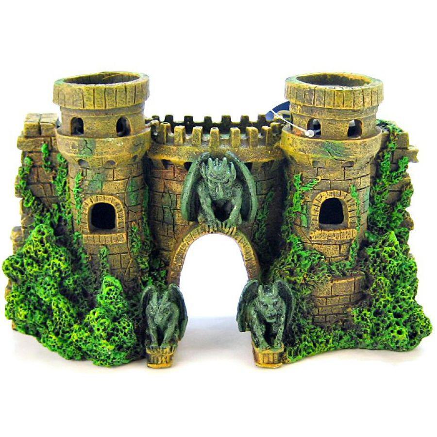 Blue Ribbon Castle Fortress with Gargoyle Ornament-Fish-Blue Ribbon Pet Products-Large - 10"L x 3.5"W x 5.5"H-