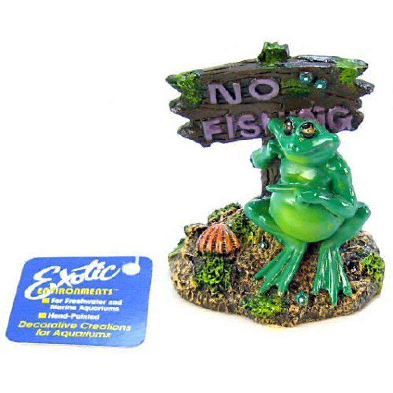 Blue Ribbon Pot Belly Frog No Fishing Sign Ornament-Fish-Blue Ribbon Pet Products-3"L x 3"W x 3.5"H-