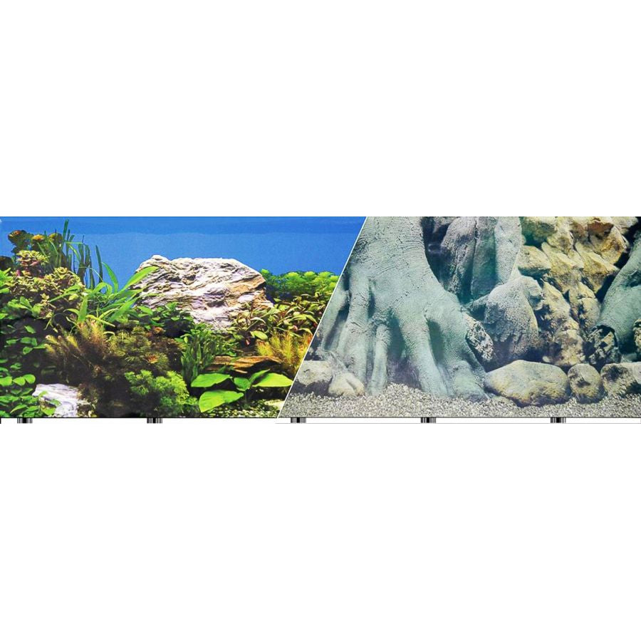 Blue Ribbon Freshwater Rock & Tree Trunks Double Sided Aquarium Background-Fish-Blue Ribbon Pet Products-50' Long x 19" High-