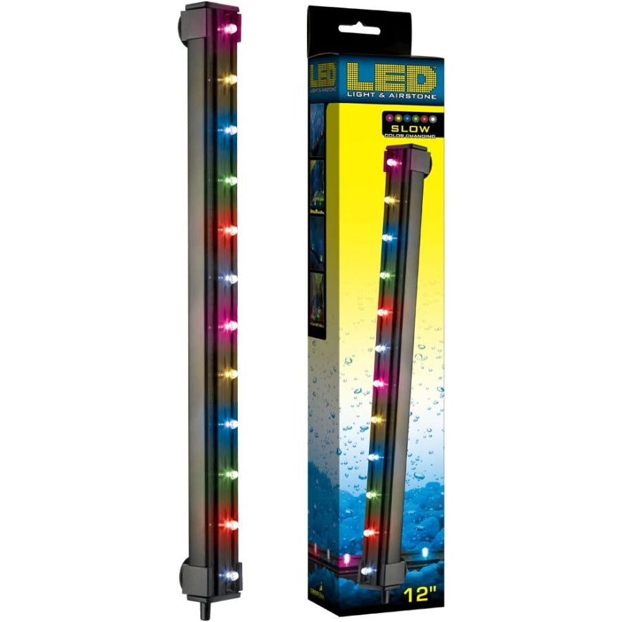 Via Aqua LED Light & Airstone Slow Color Changing-Fish-Via Aqua-2.7 Watts - 12" Long (12 Multicolor LED's)-