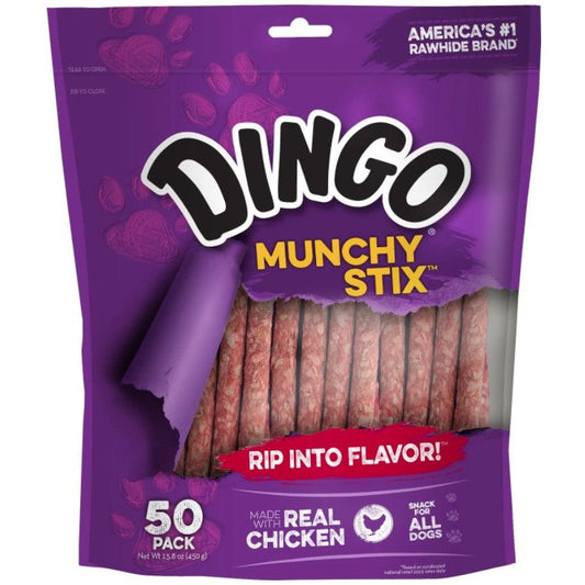 Dingo Muchy Stix Chicken & Munchy Rawhide Chew-Dog-Dingo-50 Pack-