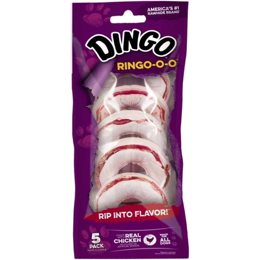 Dingo Ringo-o-o Meat & Rawhide Chew-Dog-Dingo-2.75" (5 Pack)-