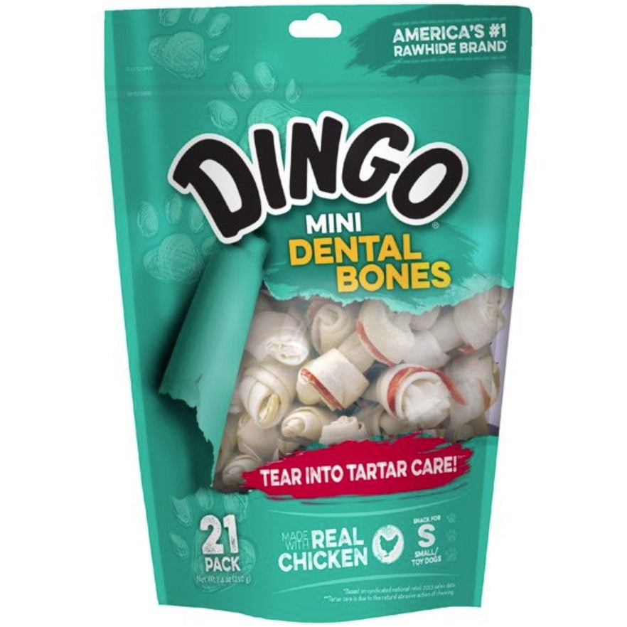 Dingo Dental Bone Chicken & Rawhide Dental Chew-Dog-Dingo-Mini - 2.5" (21 Pack)-