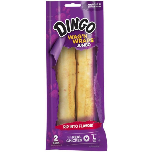 Dingo Wag'n Wraps Chicken & Rawhide Chew-Dog-Dingo-Jumbo - 10" (2 Pack)-