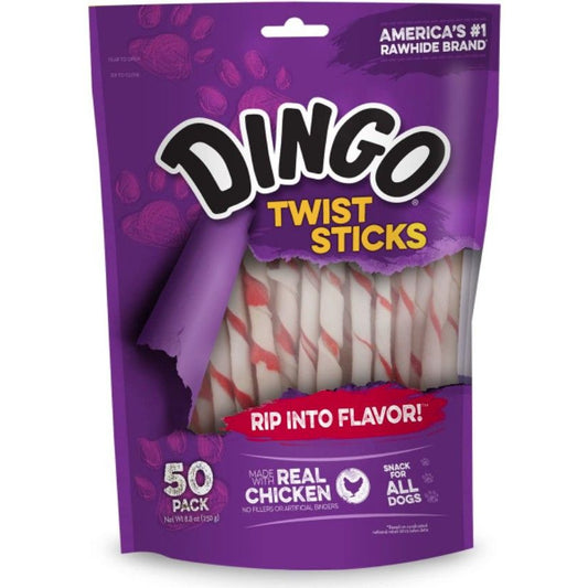 Dingo Twist Sticks Rawhide Chew with Chicken in the Middle-Dog-Dingo-6" Long (50 Pack)-