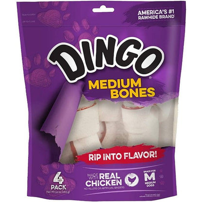 Dingo Meat in the Middle Rawhide Chew Bones-Dog-Dingo-Medium - 6" (4 Pack)-