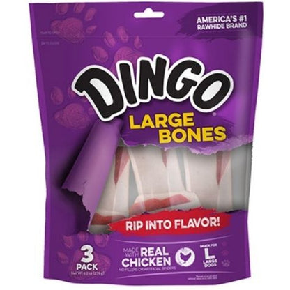 Dingo Meat in the Middle Rawhide Chew Bones-Dog-Dingo-Large - 8.5" (3 Pack)-