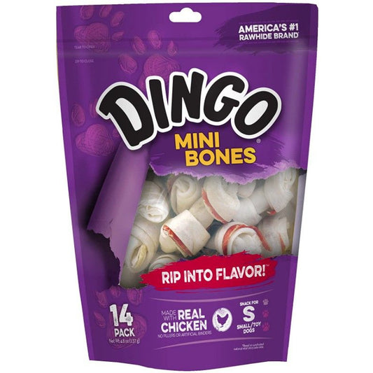 Dingo Meat in the Middle Rawhide Chew Bones-Dog-Dingo-Mini - 2.5" (14 Pack)-