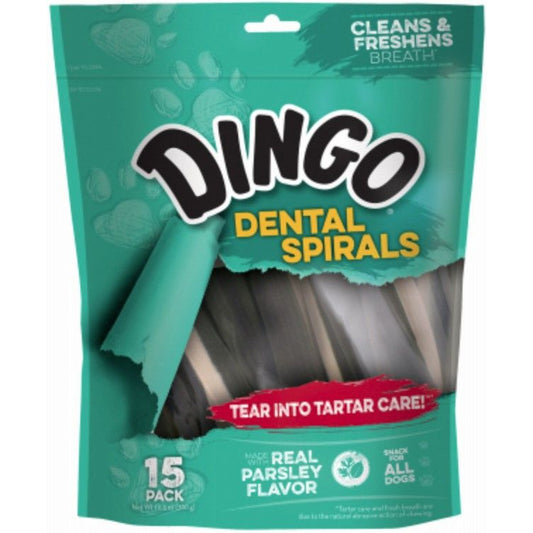 Dingo Dental Spirals Fresh Breath Dog Treats-Dog-Dingo-Regular - 15 Pack-