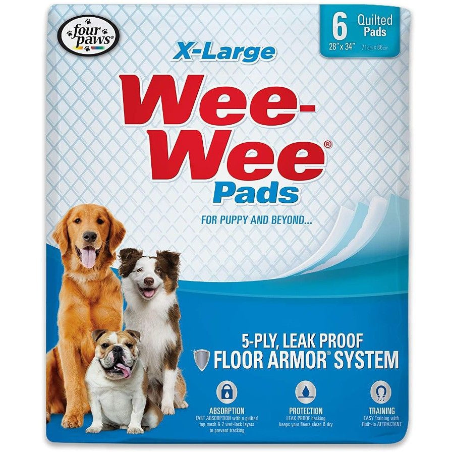 Four Paws X-Large Wee Wee Pads 28" x 34"-Dog-Four Paws-6 count-