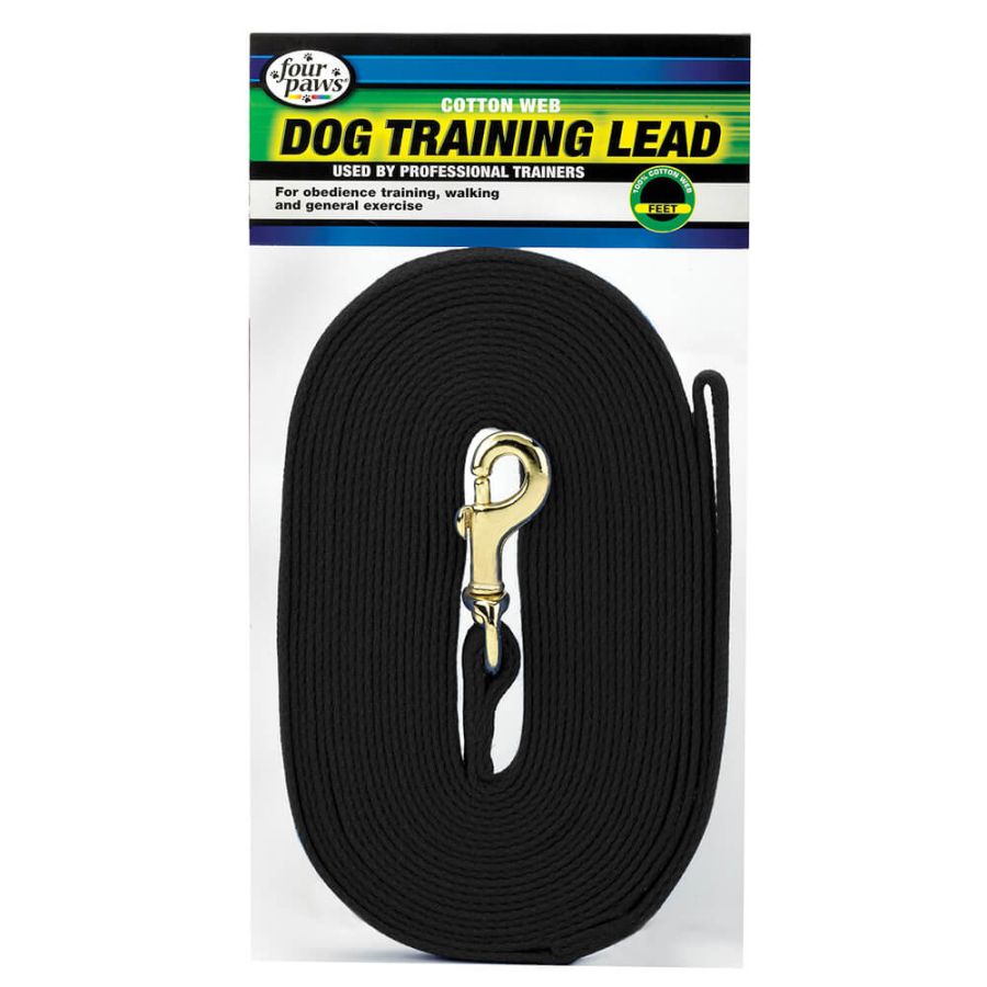 Four Paws Cotton Web Dog Training Lead - Black-Dog-Four Paws-30" Long x 5/8" Wide-