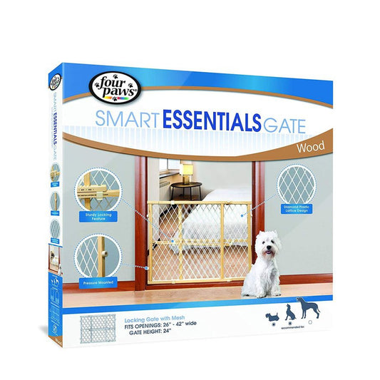 Four Paws Smart Essentials Wood Gate-Dog-Four Paws-26"-42"W x 24"H-