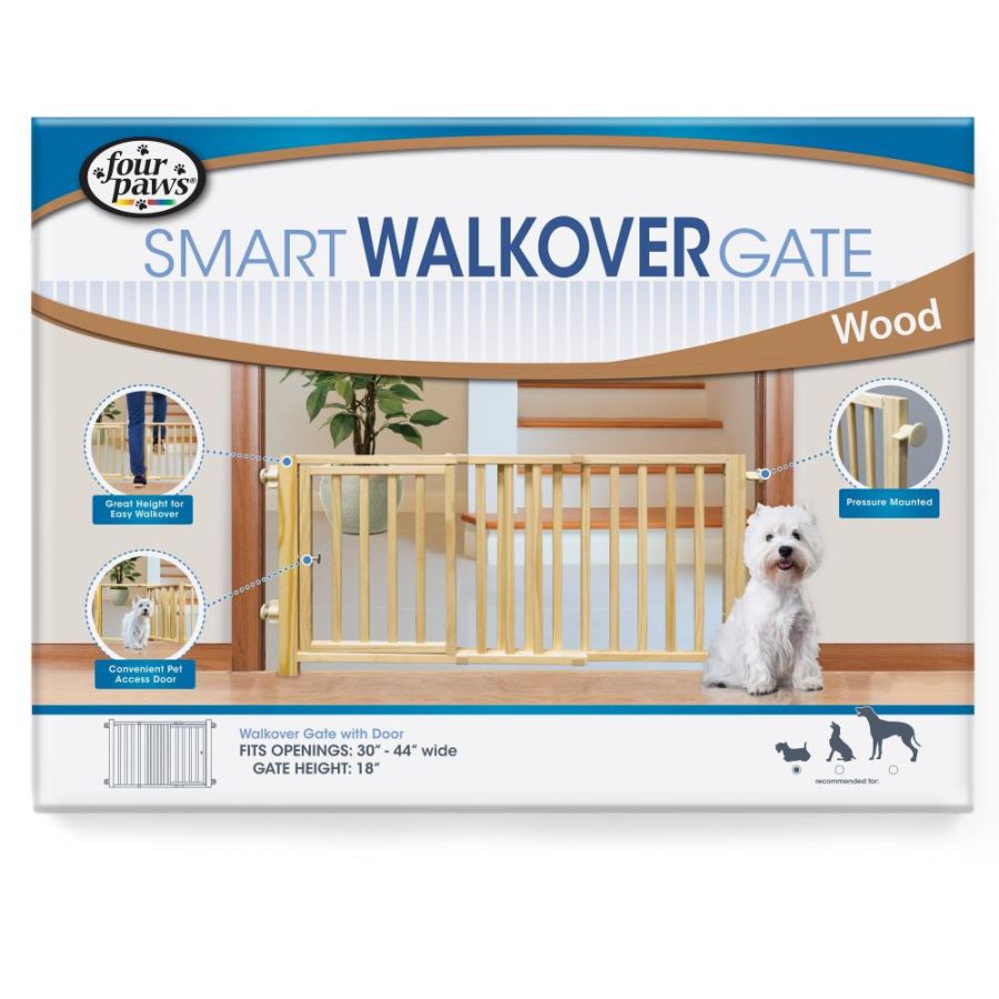 Four Paws Walk Over Wood Safety Gate with Door-Dog-Four Paws-30"-44" Wide x 18" High-