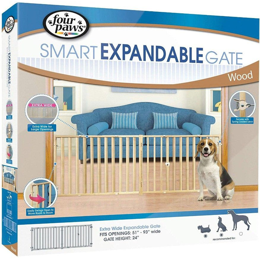 Four Paws Extra Wide Wood Safety Gate-Dog-Four Paws-53"-96" Wide x 24" High-