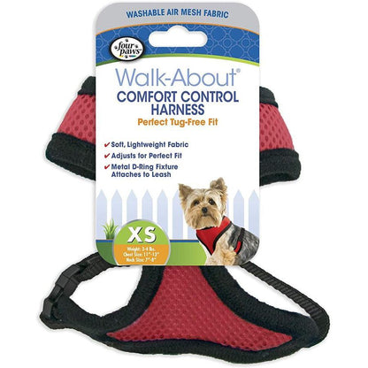 Four Paws Comfort Control Harness - Red-Dog-Four Paws-X-Small - For Dogs 3-4 lbs (11"-13" Chest & 7"-8" Neck)-
