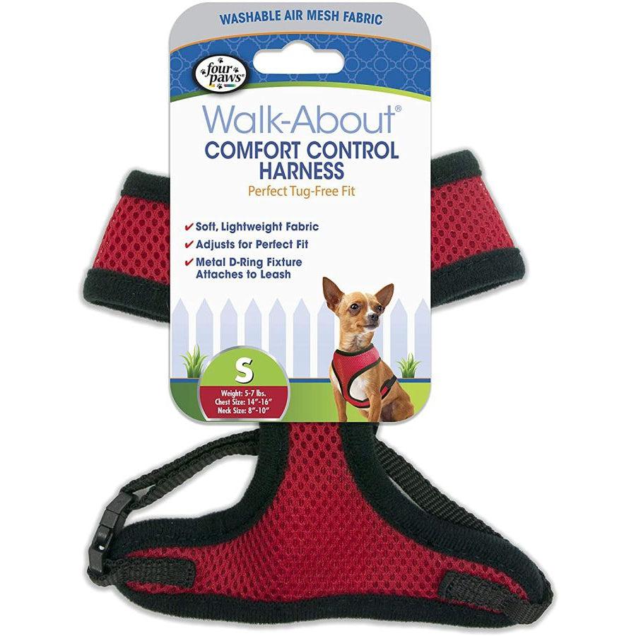 Four Paws Comfort Control Harness - Red-Dog-Four Paws-Small - For Dogs 5-7 lbs (14"-16" Chest & 8"-10" Neck)-