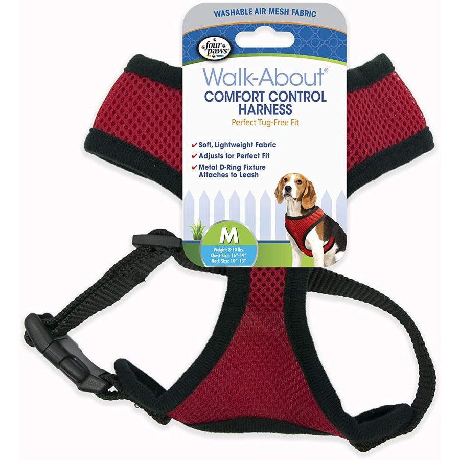 Four Paws Comfort Control Harness - Red-Dog-Four Paws-Medium - For Dogs 7-10 lbs (1"6-19" Chest & 10"-13" Neck)-