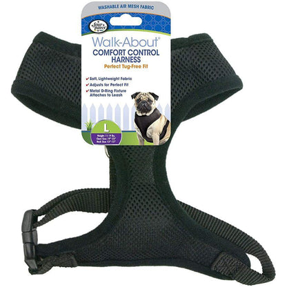 Four Paws Comfort Control Harness - Black-Dog-Four Paws-Large - For Dogs 11-18 lbs (19"-23" Chest & 13"-15" Neck)-
