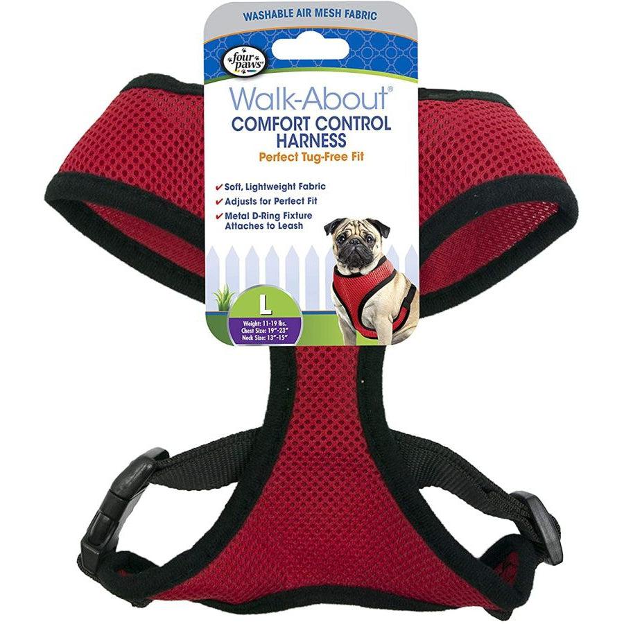 Four Paws Comfort Control Harness - Red-Dog-Four Paws-Large - For Dogs 11-18 lbs (19"-23" Chest & 13"-15" Neck)-