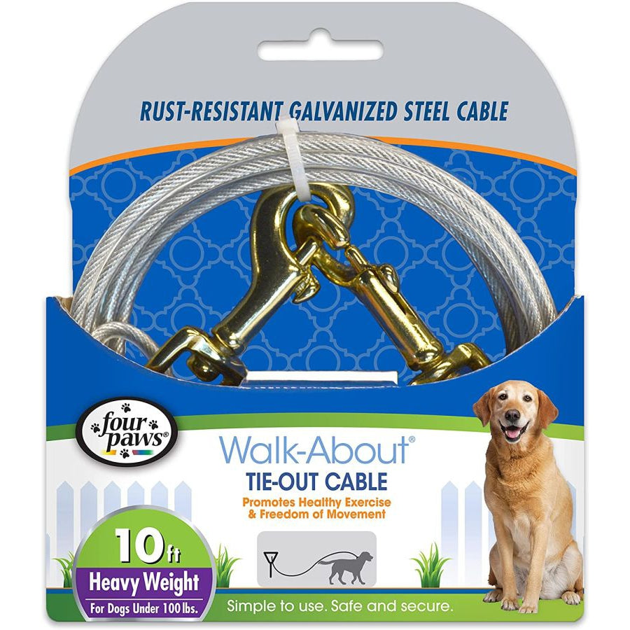 Four Paws Dog Tie Out Cable - Heavy Weight - Black-Dog-Four Paws-10' Long Cable-