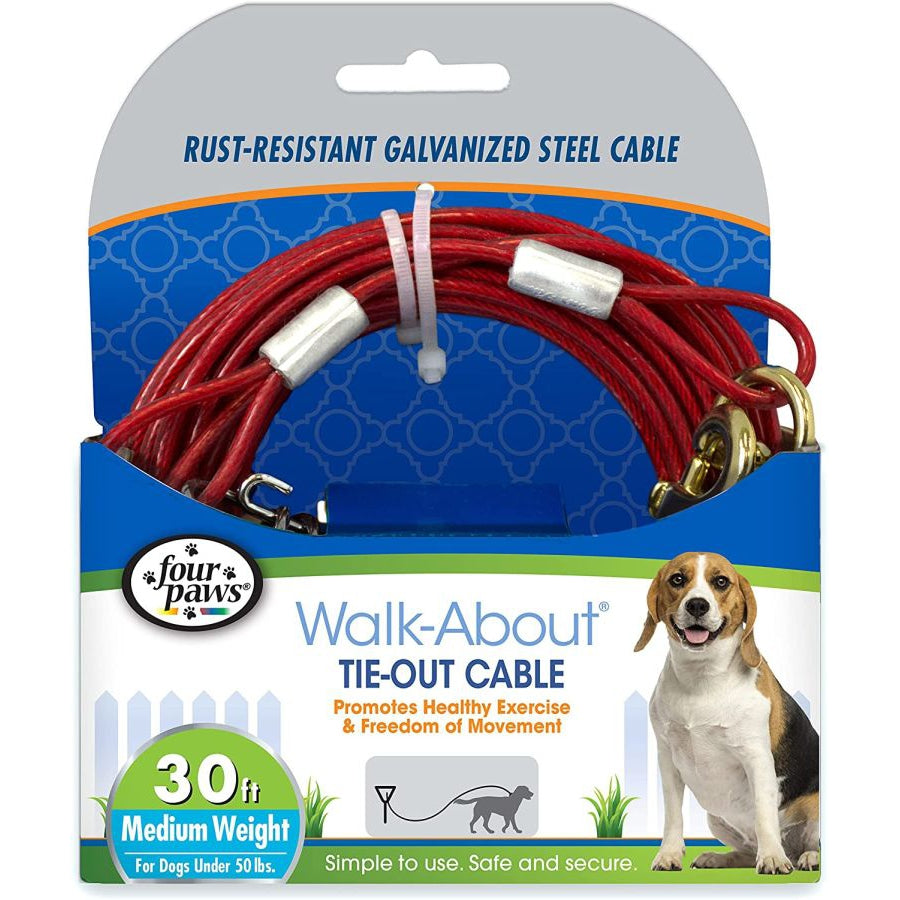 Four Paws Dog Tie Out Cable - Medium Weight - Red-Dog-Four Paws-30" Long Cable-