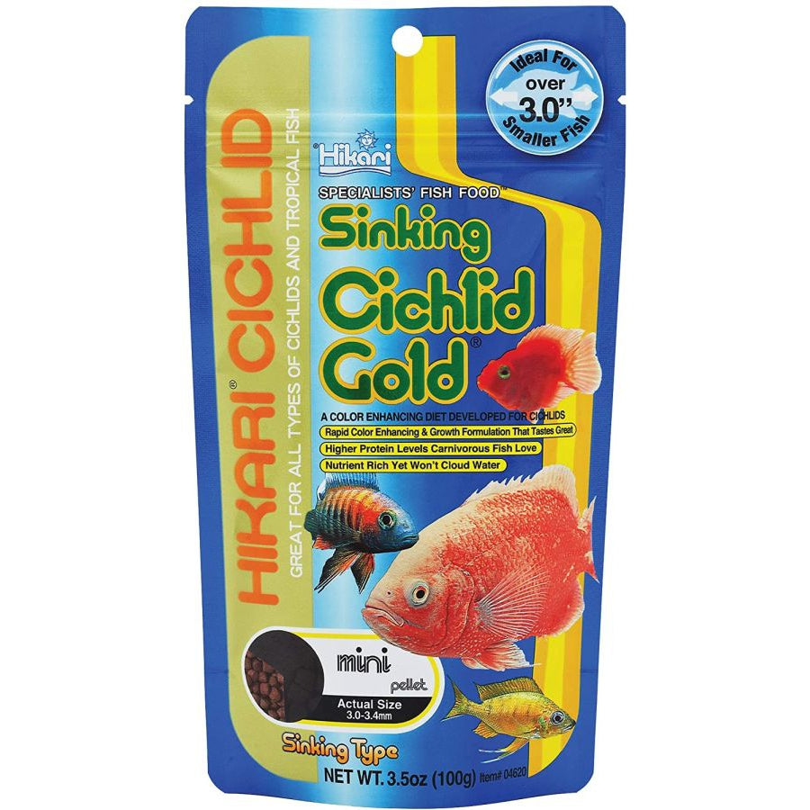 Hikari Cichlid Gold Color Enhancing Sinking Fish Food - Mini Pellet-Fish-Hikari-3.5 oz-