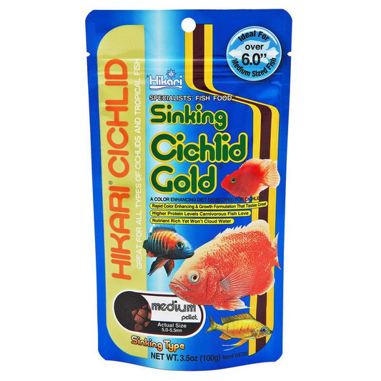 Hikari Cichlid Gold Color Enhancing Sinking Fish Food - Medium Pellet-Fish-Hikari-3.5 oz-