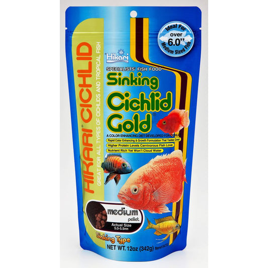 Hikari Cichlid Gold Color Enhancing Sinking Fish Food - Medium Pellet-Fish-Hikari-12 oz-