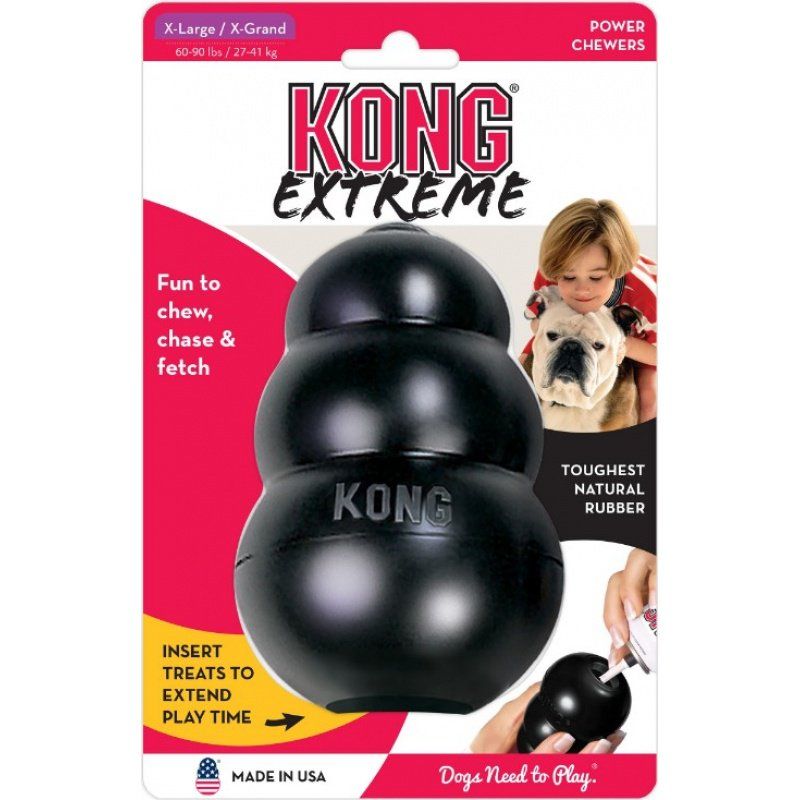 KONG Extreme KONG Dog Toy - Black-Dog-KONG-X-Large - Dogs 60-90 lbs (5" Tall x 1.25" Diameter)-