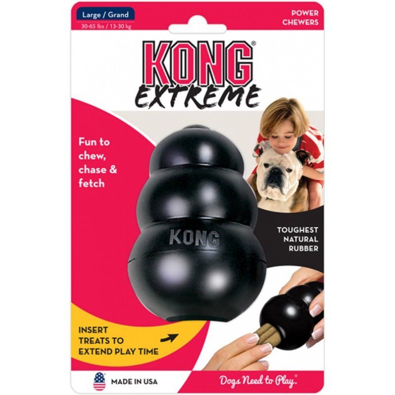 KONG Extreme KONG Dog Toy - Black-Dog-KONG-Large - Dogs 30-65 lbs (4" Tall x 1" Diameter)-