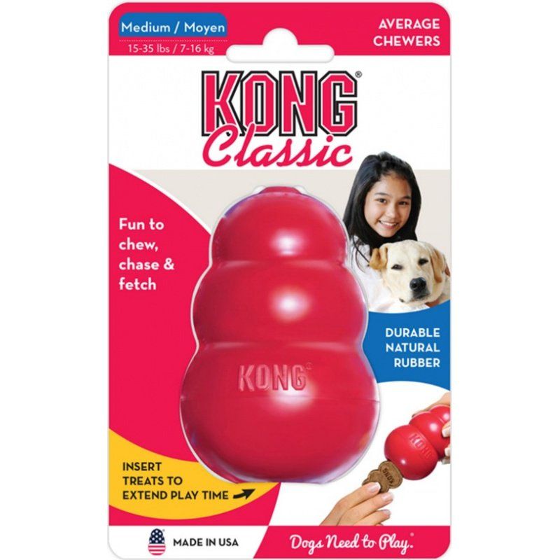 KONG Classic Dog Toy - Red-Dog-KONG-Medium - Dogs 15-35 lbs (3.5" Tall x 1" Diameter)-