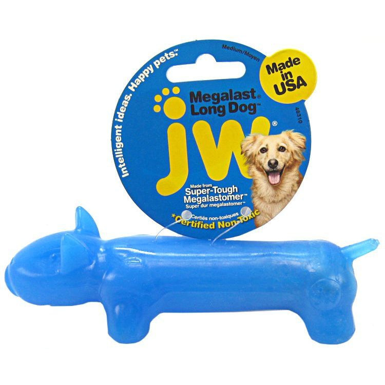 JW Pet Megalast Rubber Dog Toy - Long Dog-Dog-JW Pet-Medium - 6.5" Long-