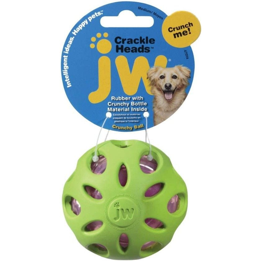 JW Pet Crackle Heads Rubber Ball Dog Toy Medium-Dog-JW Pet-1 count-