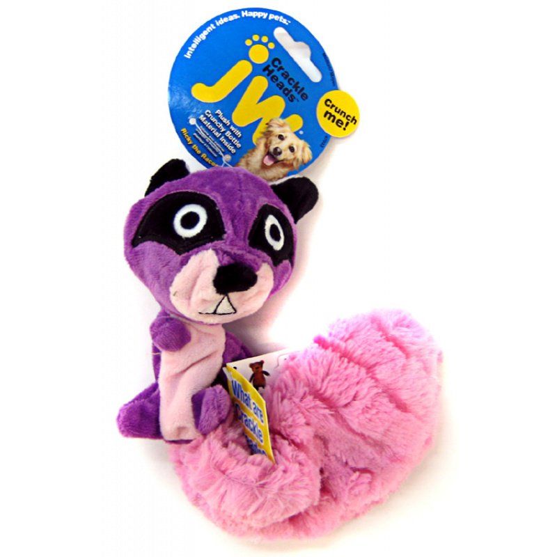 JW Pet Crackle Heads Plush Dog Toy - Ricky Raccoon-Animals & Pet Supplies-BimBimPet-