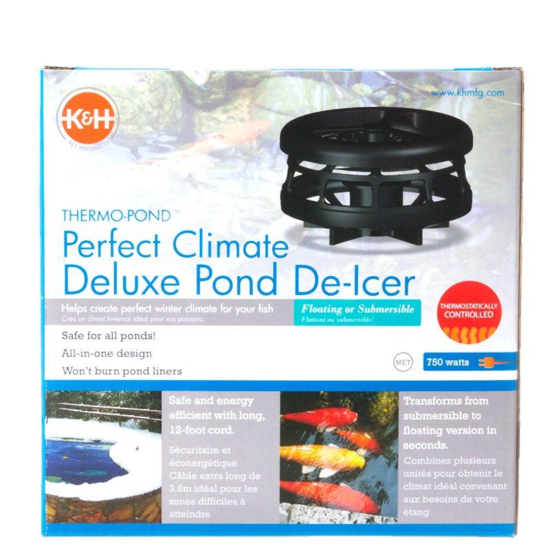 K&H Pet Products Thermo-Pond Perfect Climate Deluxe Pond De-Icer-Fish-K&H Pet Products-750 Watts with 12' Cord-