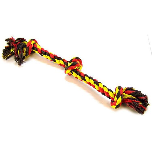 Flossy Chews Colored 3 Knot Tug Rope-Dog-Mammoth-Large - 25" Long-