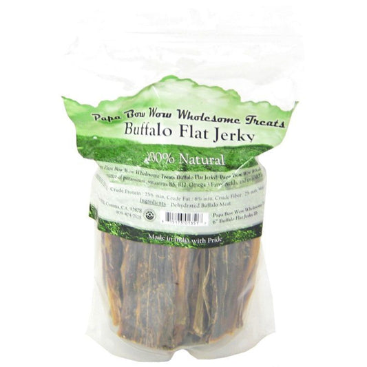 Papa Bow Wow Buffalo Flat Jerky - 6" Long-Dog-Papa Bow Wow-1 lb-