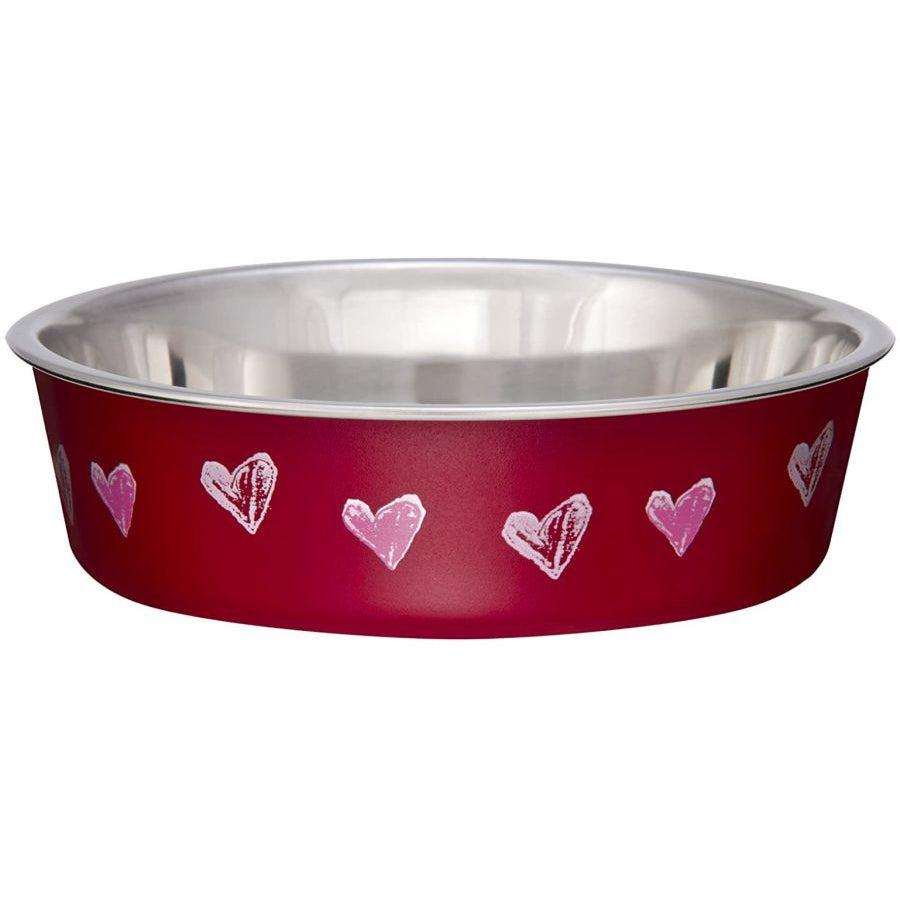 Loving Pets Stainless Steel & Red Hearts Bella Bowl with Rubber Base-Dog-Loving Pets-1 count-