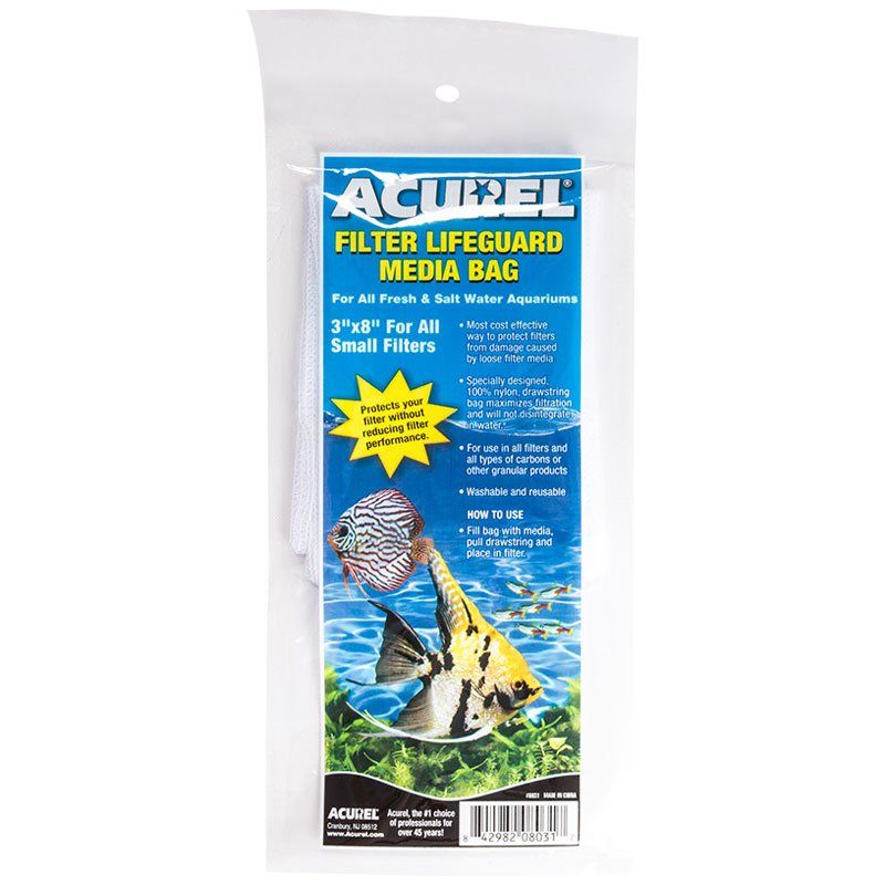 Acurel Filter Lifeguard Media Bag with Drawstring-Fish-Acurel-8" Long x 3" Wide-