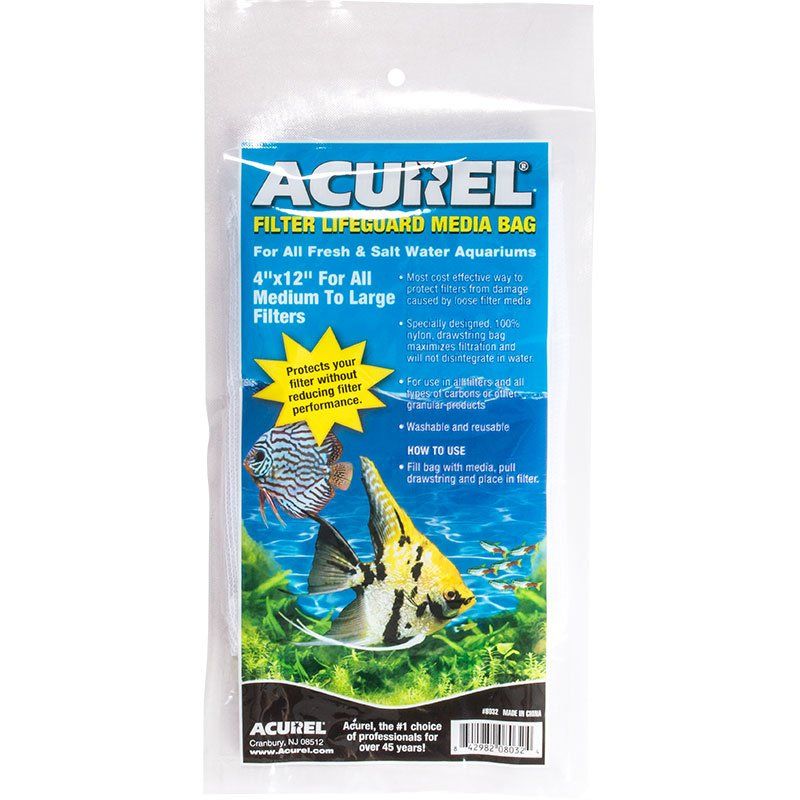 Acurel Filter Lifeguard Media Bag with Drawstring-Fish-Acurel-12" Long x 4" Wide-