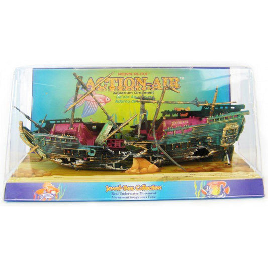 Penn Plax Action Air Shipwreck Aquarium Ornament-Fish-Penn Plax-10" Long x 7" High (With Masts in Place)-