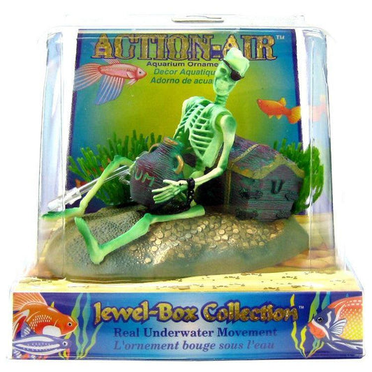 Penn Plax Action Air Jewel Box with Skeleton-Fish-Penn Plax-3"L x 4.5"W x 3.25"H-