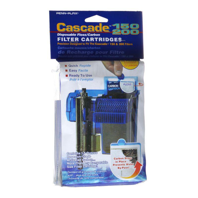 Cascade 150/200 Disposable Floss & Carbon Power Filter Cartridges-Fish-Cascade-3 Pack-